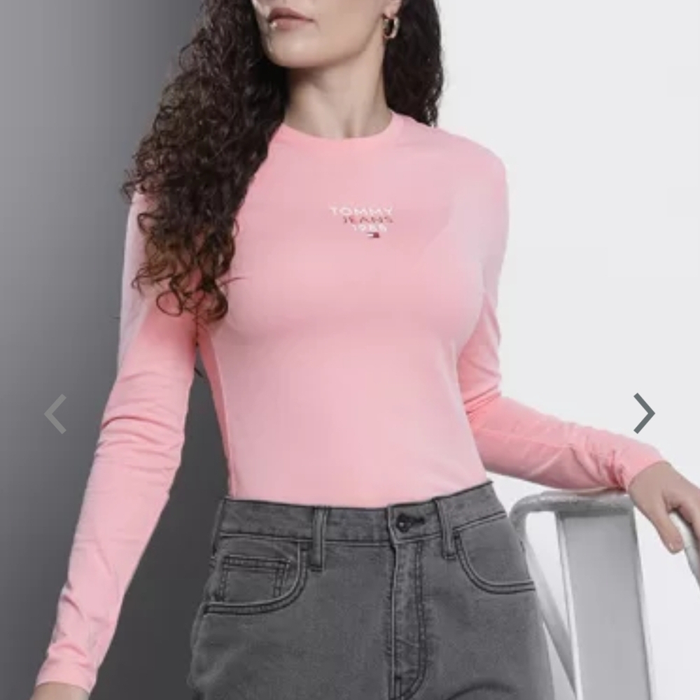 Tommy Hilfiger Pink Long Sleeve Fitted Bodysuit